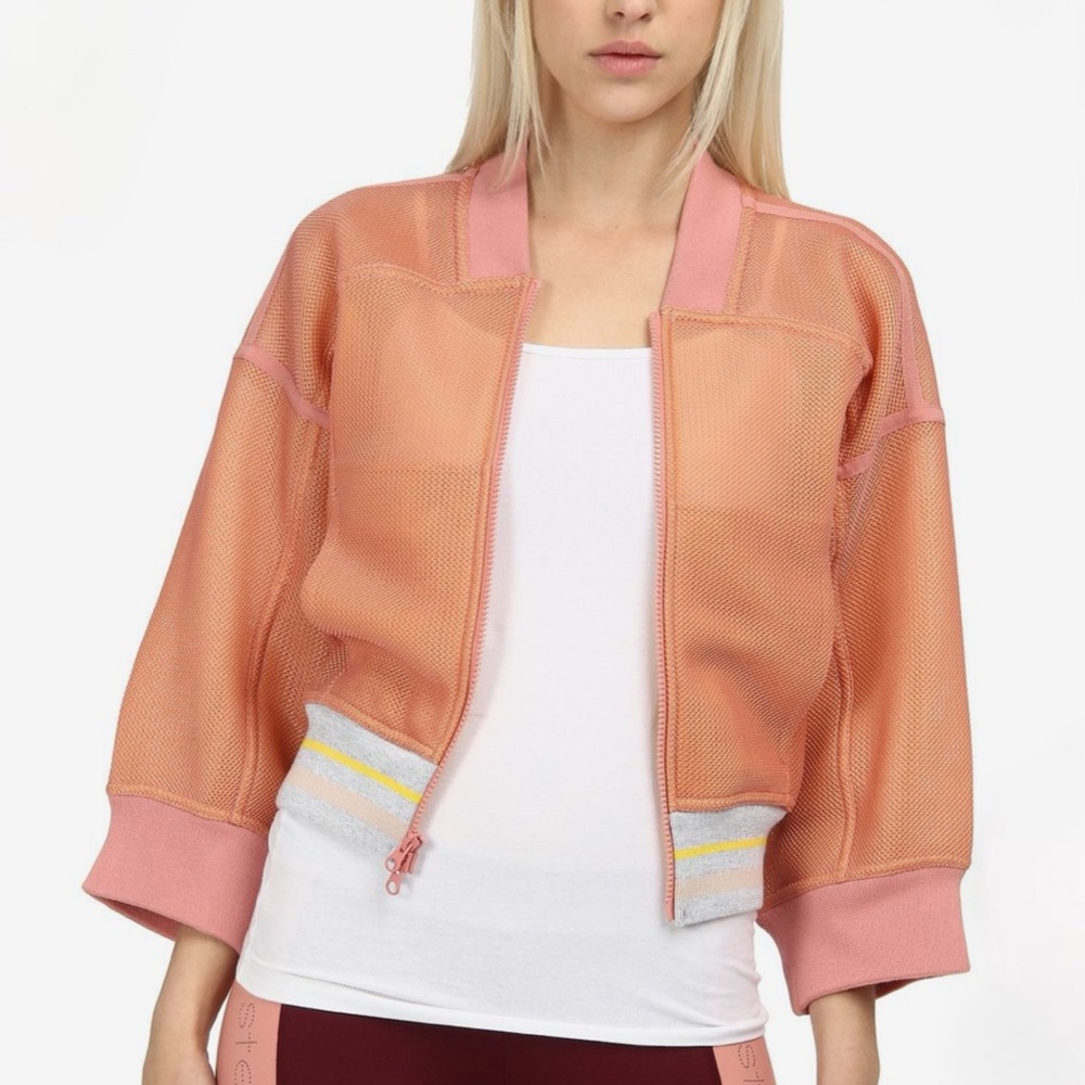 Adidas by Stella McCartney Womens Studio Bomber Jacket Size Smalll Mesh Peach - Picture 14 of 14